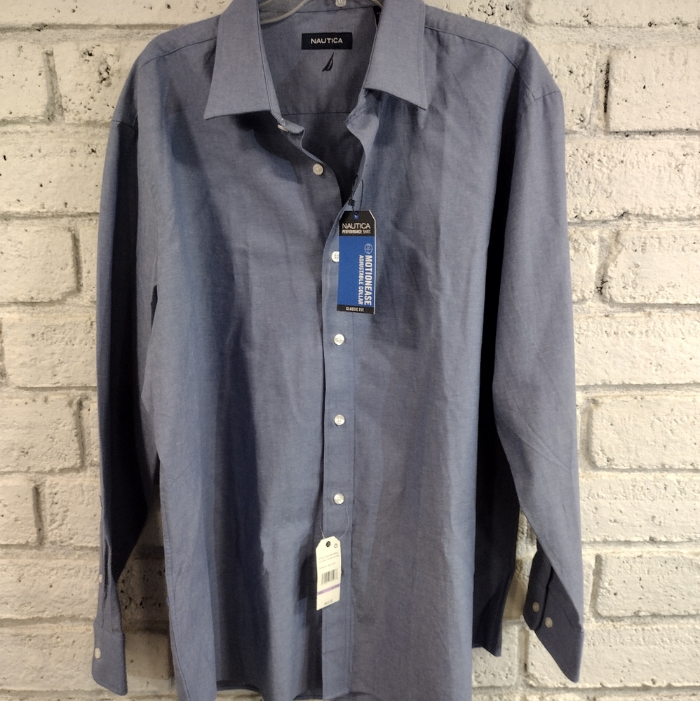 Nautica Performance Button Down Shirt Blue